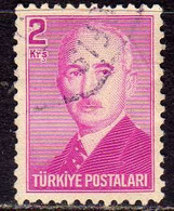 TURCHIA TURKÍA TURKEY 1948 PRESIDENT ISMET INONU PRESIDENTE 2k USATO USED OBLITERE' - Oblitérés