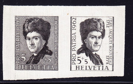 1962 Jean-Jacques Rousseau, K. Bickel Probedruck Paar 5 Rp. In Schwarz/weiss Auf Festem Papier - Otros & Sin Clasificación