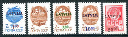 LATVIA 1992 Provisional Surcharges II MNH / **.  Michel 335-39 - Lettland