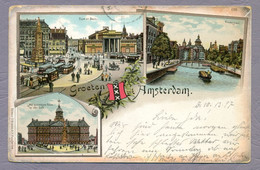 Netherlands Holland 1897 Postcard Sent From Amsterdam To Holstein Kiel Germany Lithography Briefkaart Queen Wilhelmina - Amsterdam