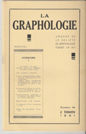 Revue LA GRAPHOLOGIE N° 84 - 4ème Trimestre 1961 - Scienze