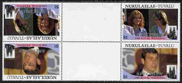 Tuvalu - Nukulaelae 1986 Royal Wedding (Andrew & Fergie) $1 Perf Tete-beche Inter-paneau Gutter Block Of 4 (2 Se-tenant - Tuvalu