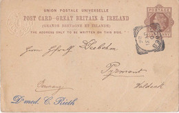Post Card - Great Britain & Ireland / Grande Bretagne Et Irlande Sent To Pyrmont Waldeck Germany - Briefe U. Dokumente