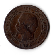 Monnaie, France, Napoléon III, 10 Centimes,type D, 1854 - 10 Centimes