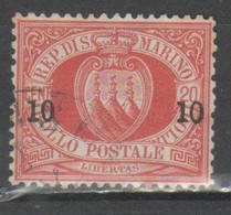 San Marino 1892 - Stemma 10 Su 20 C. (Sassone 11)         (g6968) - Oblitérés