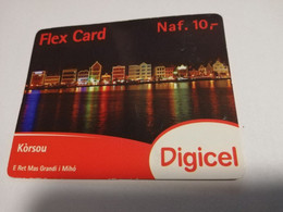 CURACAO NAF 10,- DIGICEL FLEX CARD  WILLEMSTAD BY NIGHT  CURACAO  (ROUND CORNERS)   28/02/2013   ** 4265** - Antilles (Netherlands)