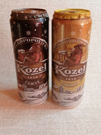 2020..KAZAKHSTAN..LOT OF 2 BEER CANS..450ml" VELKOPOPOVICKY KOZEL " , CERNY AND SVETLY PIVO. NEW YEAR EDITION - Cans