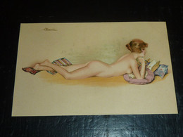 MEUNIER SUZANNE - EN COSTUME D'EVE SERIE N°26 - 4 - FEMME NUE QUI LIT - ILLUSTRATEUR FEMME (CR) - Meunier, S.