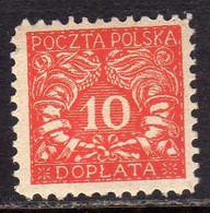 POLONIA POLAND POLSKA 1919 POSTAGE DUE STAMPS SEGNATASSE TASSE TAXE 10f MNH - Impuestos