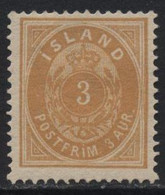 Iceland (06) 1882 3a. Yellow. P14 X 13½. Mint. Hinged - Altri & Non Classificati