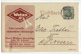 03692 Ak Reklame Wotan Glühbirnen Kayna Bei Zeitz 1916 - Advertising