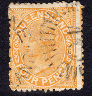 Australia Queensland 1890 4d Orange, Perf. 13, Used, SG 194 - Used Stamps