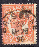 Australia Queensland 1895-6 1d Orange-red, Thin Paper, Used, SG 228 - Gebraucht