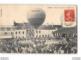 CPA 77 Nangis Place Du Commerce Le 28 Aout 1909 Le Ballon Dirigeable - Il Est Parti - Nangis