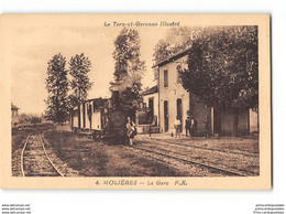 CPA 82 Molieres La Gare Et Le Train Tramway - Molieres