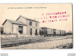 CPA 82 Molieres La Gare Et Le Train Tramway - Molieres