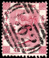 Hong Kong 1865 SG17a 48c Rose-carmine Wmk CrownCC P14  B62 Cancel - Gebraucht