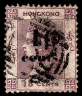 Hong Kong 1877 SG20 16c On 18c Lilac Wmk CrownCC P14 B62 Cancel - Oblitérés