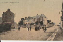 SAVENAY. - Place De La Pompe. Belle Carte Toilée RARE - Savenay