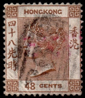 Hong Kong 1880 SG31 48c Brown Wmk CrownCC P14 B62 Cancel - Usados