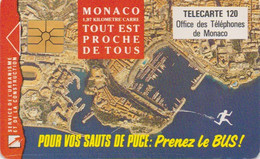 TÉLÉCARTE PHONECARD MONACO PRENEZ LE BUS TRANSPORT 120 UNITÉS  UTILISÉE - Mónaco