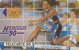 TÉLÉCARTE PHONECARD MONACO HERCULIS 90 ATHLÉTISME COURSE HAIES 50 UNITÉS  UTILISÉE - Monaco