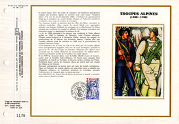 " 100 ANS DES TROUPES ALPINES " Sur Feuillet CEF 1er Jour Sur Soie De 1988. N° YT 2543. FDC - Militaria