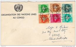 INDIA 1963  Cover With  UNO , (in KATANGA) CONGO. (ONUC). 6  India Stamps On Official UN Stationery Cover., See Details. - Katanga