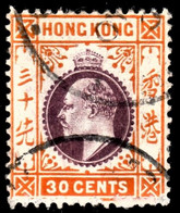 Hong Kong 1911 SC97 30c Purple And Orange-yellow P14 Wmk Mult Crown CA Used Cds Cancel - Usados