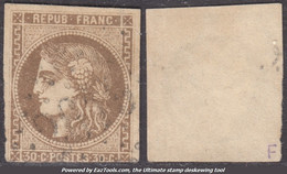 30c Bordeaux Brun Clair à -13€ (Dallay N° 47a , Cote 300€) - 1870 Ausgabe Bordeaux