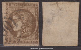 30c Bordeaux Beau D'aspect à -15€ (Dallay N° 47 , Cote 300€) - 1870 Bordeaux Printing
