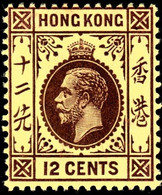 Hong Kong 1912 SG106 12c Purple/yellow Mult Crown CA  Lightly Hinged Mint - Nuovi