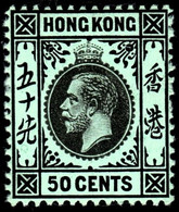 Hong Kong 1912 SG111 50c Black On Blue-green Mult Crown CA  Lightly Hinged Mint - Unused Stamps