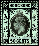 Hong Kong 1914 SG111a 50c Black On Blue-green (white Back) Mult Crown CA  Lightly Hinged Mint - Ungebraucht