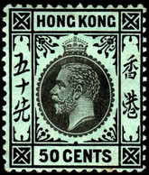 Hong Kong 1914 SG111a 50c Black On Blue-green (white Back) Mult Crown CA  Lightly Hinged Mint - Neufs