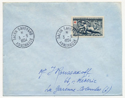 FRANCE - Env. Affr 15F + 5Fr Croix Rouge Bassin De Diane, Obl "Salon Savoyard ANNEMASSE" 3/9/1954 - Cartas & Documentos