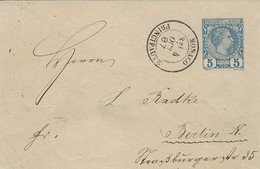 1887- Petite Enveloppe E P 5 Cent;.  Oblit.  Cad T18 MONACO / PRINCIPAUTE Pour Berlin - Covers & Documents