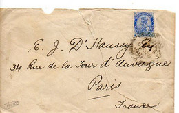 F 4 19....  Lettre POUR LA FRANCE MAL OUVERTE DEVANT - Storia Postale