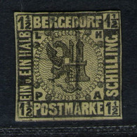 Strichstempel Auf 1 1/2 Shilling Gelb - Bergdorf Nr. 3 - Geprüft BPP - Bergedorf