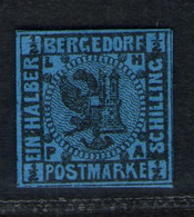 Bergedorf Nr.  1b - 1/2 Shilling Blau - Postfrisch - Tiefst Geprüft BPP - Kabinett - Bergedorf