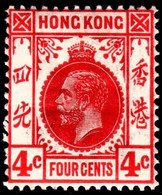 Hong Kong 1932 SG120a 4c Carmine-red Mult Script CA  Lightly Hinged Mint - Nuovi