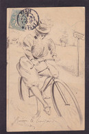 CPA BOUTET Femme Women Art Nouveau Vélo Cycle Byciclette Circulé - Boutet