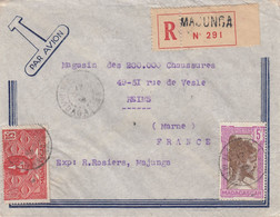 LETTRE MADAGASCAR. 17 OCT 1938. RECOMMANDE MAJUNGA POUR REIMS VIA TANA - Briefe U. Dokumente