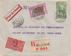 LETTRE MADAGASCAR. 14 JUIN 1938. PAR AVION. RECOMMANDE MAJUNGA POUR REIMS VIA TANA - Lettres & Documents