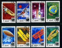 Manama 1971 Luposta Wien Expo Montgolfière, RYN NYP, Wright Flyer III, Fokker DR-1, SPAD XIII, Apollo, Fokker F-VII - Altri (Aria)