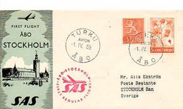 F 4 1959  Liaison Aerienne Turku Stockholm - Covers & Documents