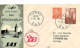 F 4 1959  Liaison Aerienne Turku Stockholm - Covers & Documents