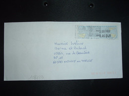 LETTRE VIGNETTE 3,00 FRF 0,46 EUR OBL.MEC.09.07.01 60 NOGENT SUR OISE - Cartas & Documentos