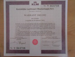 KLM Warrant 1985  // Air France KLM Group - Aviazione