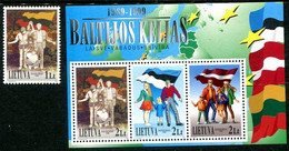 LITHUANIA  1999 Baltic Highway MNH / **.  Michel 704 + Block 17 - Litauen